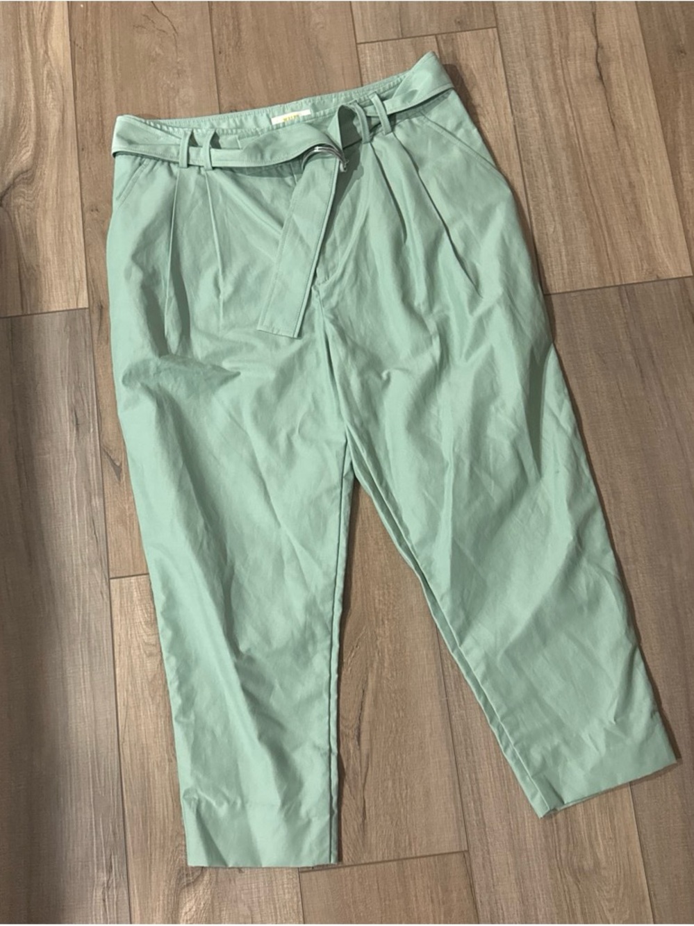 Maeve Mint Green High-Waist Tapered Chinos